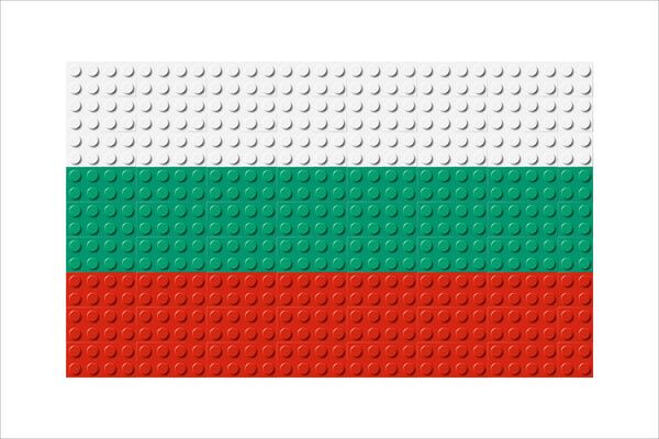 Bulgaria flag icon. Bulgarian flag composed of many plastic brick toy blocks. Building bricks pattern. Abstract illustration. Isolated on a white background