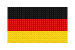 Germany flag icon. German flag composed of many plastic brick toy blocks. Building bricks pattern. Abstract illustration. Isolated on a white background vector