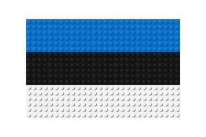 Estonia flag icon. Estonian flag composed of many plastic brick toy blocks. Building bricks pattern. Abstract illustration. Isolated on a white background vector