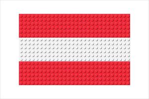 Austria flag icon. Austrian flag composed of many plastic brick toy blocks. Building bricks pattern. Abstract illustration. Isolated on a white background vector