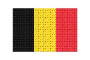Belgium flag icon. Belgian flag composed of many plastic brick toy blocks. Building bricks pattern. Abstract illustration. Isolated on a white background vector