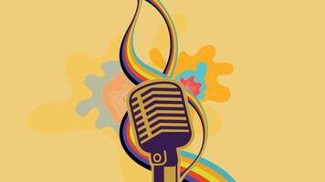 Timeless Echoes Retro Microphone with Futuristic Sound Waves vector
