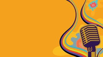 Retro Microphone with Colorful Waves on Abstract Minimalist Background vector