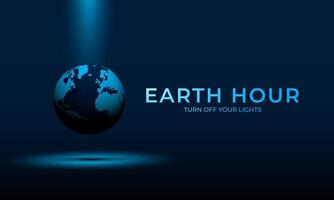 Earth hour day with turn off your lights text and blue dark color background design vector