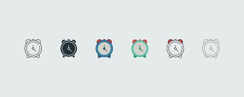 Alarm Clock Icon Set In 6 Variations For Web And Ui illustration vector