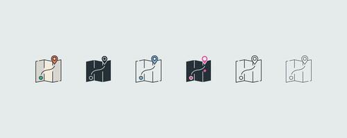 Road Map Icon Set In 6 Variations For Web And Ui illustration vector