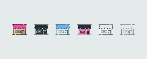 Store Icon Set In 6 Variations For Web And Ui illustration vector