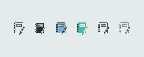 Notebook Icon Set In 6 Variations For Web And Ui illustration vector
