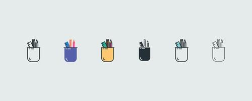 Pencil Case Icon Set In 6 Variations For Web And Ui illustration vector