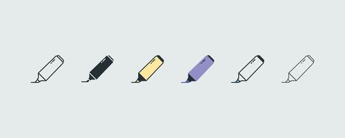 Highlighter Icon Set In 6 Variations For Web And Ui illustration vector