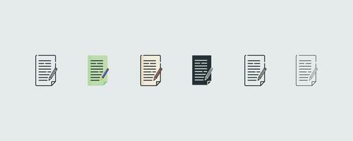 Test Paper Icon Set In 6 Variations For Web And Ui illustration vector