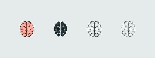Brain Icon Set In 4 Variations For Medical And Healthcare illustration vector