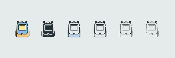 Backpack Icon Set In 6 Variations illustration vector