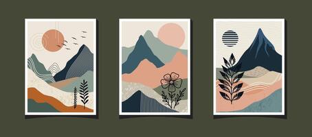 Abstract mountain collection in a modern style vector