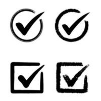 Collection of black checkmark icons on a white background vector