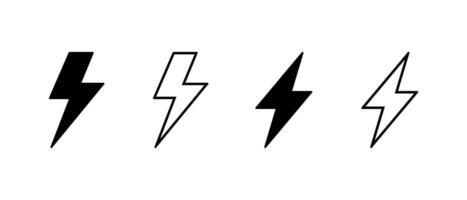 Lightning, electric icon set in generic style. Thunder bolt, energy, power sign symbol vector