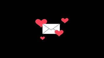 Animation of a romantic love letter with a floating red heart on a transparent background symbolizing affection, romance and a heart touching message. Perfect for Valentine's Day or love themed. video