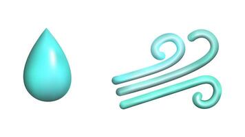 Weather 3d icons realistic isolated set. Humidity strong wind. Design weather app web site game logo banner. Meteorology concept. vector