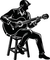 Strings in Action Guitar Silhouette vector