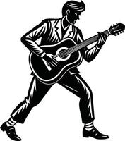 Guitar Strings Singing in Silhouette vector