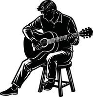 Dynamic Strings Guitarist Silhouette vector