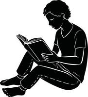 Modern Silhouette of Reading a Book vector