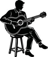 Guitarist in Motion Silhouette Style vector