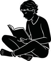 Graceful Pose Reading Book Silhouette vector