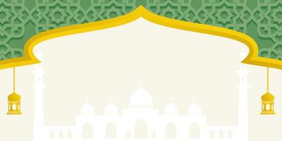 Islamic Background, Free Copyspace Area. With silhouette of Mosque and Lantern. Template design for banner, poster greeting card. vector