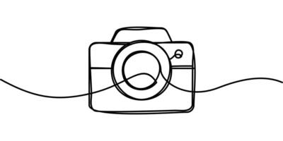 continuous line drawing of photo camera symbol. technology theme abstract line art illustration vector