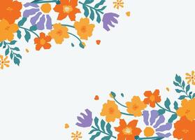 Floral frame with decorative flowers arranged in the corners, creating a border on a light background. vector