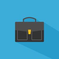 Briefcase icon with long shadow. Flat design style. Briefcase silhouette. Simple icon. Modern flat icon in stylish colors. Web site page and mobile app design element. vector