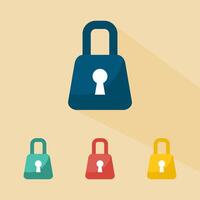 Lock icon with long shadow. Padlock icon vector