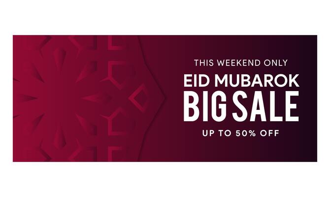 eid Mubarak Sale. Eid sale banner design illustration .Eid ul fitr banner template big Sale on gradient of dark red colors. Eid Mubarak greeting card