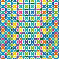 A vibrant and intricate creative Islamic pattern featuring geometric designs in multiple colors set against a textured illustration background vector