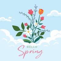 flower background with spring holiday for square design vector