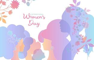 International women's day banner background with flower and gradient style for horizontal design vector