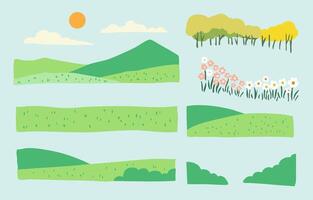 grass sky and mountain landscape element object vector