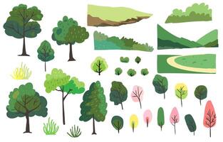 tree and mountain element object vector