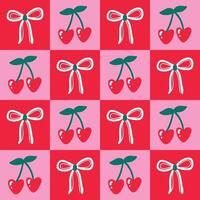 Bows Cherry Pattern Cherry Background vector
