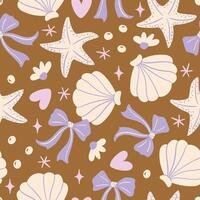 Summer Background Starfish Pattern Summer Seashell Seamless Pattern vector