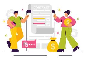 Secure Smart Contract and Digital Agreement Illustration for Blockchain and Online Transactions vector