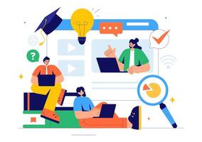 Education and E-Learning Platform Illustration Featuring Digital Study Concepts vector