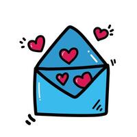 Blue Envelope Message Love heart Letter Paper Minimalist Design used for decoration card, Element design, Poster Background vector