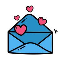 Blue Envelope Message Love heart Letter Paper Minimalist Design used for decoration card, Element design vector