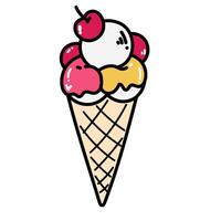 soft serve ice cream with cherry in a waffle cone on a isolated background romantic theme This element can be used for decoration card, Element design Background vector