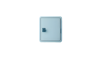 Square Metal Container with Blue Lock in a Light Color Scheme on Transparent Background png