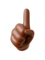 Stylized Brown Raised Hand Gesture Indicating One with Smooth Finish on Transparent Background png