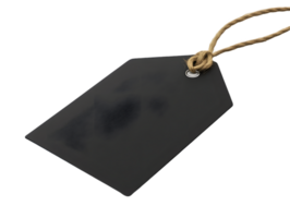 Minimalist Black Tag with String on Transparent Background for Labeling and Signage png