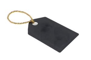 Detailed Black Label Tag with Twine Loop Against a Transparent Background png